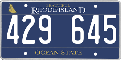 RI license plate 429645