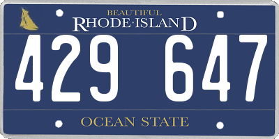 RI license plate 429647