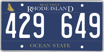 RI license plate 429649