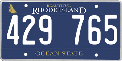 RI license plate 429765