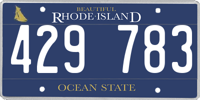 RI license plate 429783