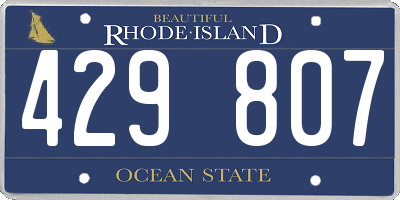 RI license plate 429807