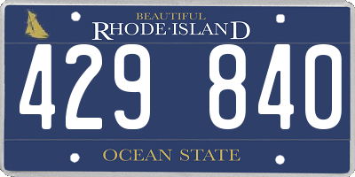 RI license plate 429840