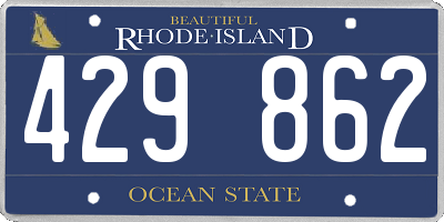 RI license plate 429862