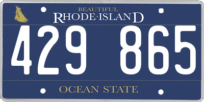 RI license plate 429865