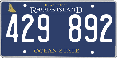 RI license plate 429892