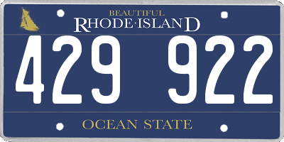 RI license plate 429922