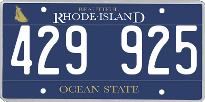 RI license plate 429925