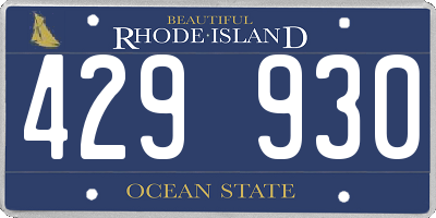RI license plate 429930