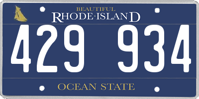 RI license plate 429934