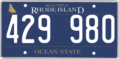 RI license plate 429980