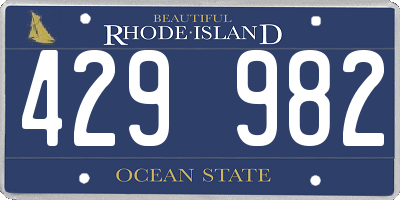 RI license plate 429982