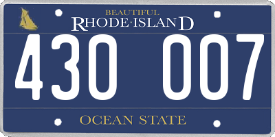 RI license plate 430007