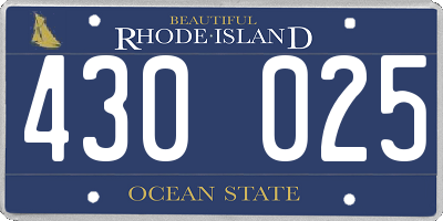 RI license plate 430025