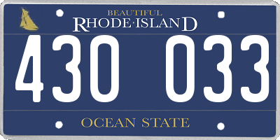RI license plate 430033