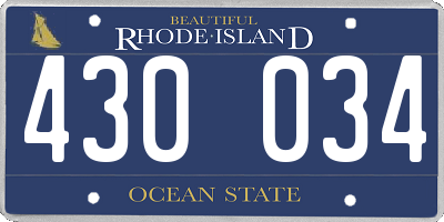 RI license plate 430034