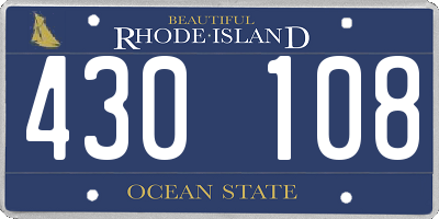 RI license plate 430108