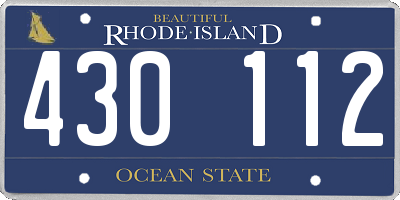 RI license plate 430112