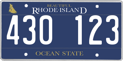 RI license plate 430123