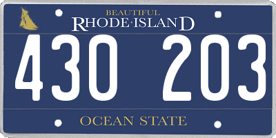 RI license plate 430203