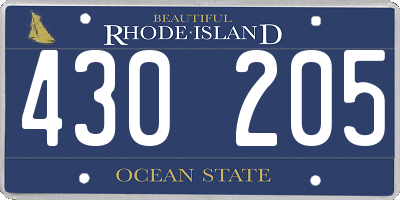 RI license plate 430205
