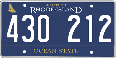 RI license plate 430212