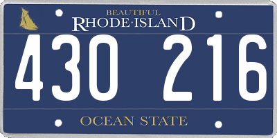 RI license plate 430216