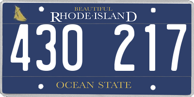 RI license plate 430217