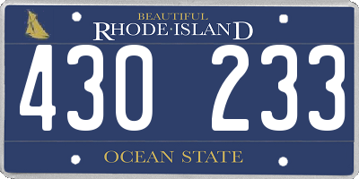 RI license plate 430233