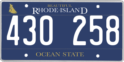 RI license plate 430258