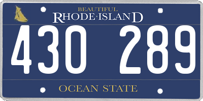 RI license plate 430289