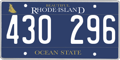 RI license plate 430296