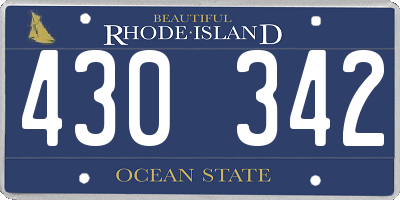 RI license plate 430342