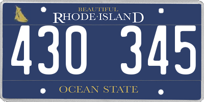 RI license plate 430345