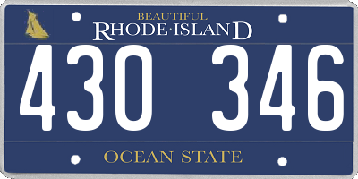RI license plate 430346