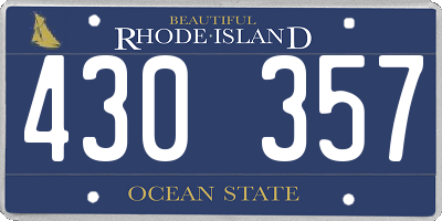 RI license plate 430357