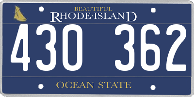 RI license plate 430362