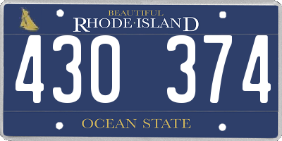 RI license plate 430374