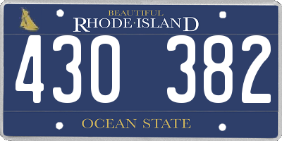 RI license plate 430382