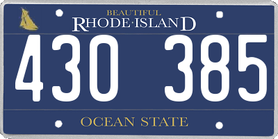 RI license plate 430385
