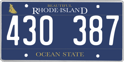 RI license plate 430387