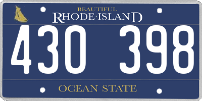 RI license plate 430398