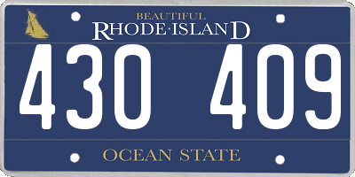 RI license plate 430409