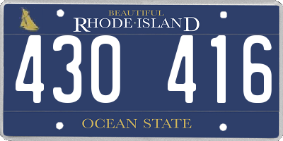 RI license plate 430416