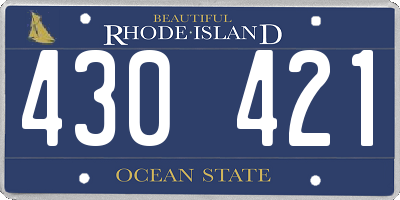 RI license plate 430421