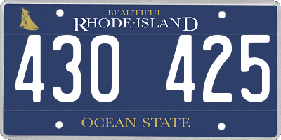 RI license plate 430425