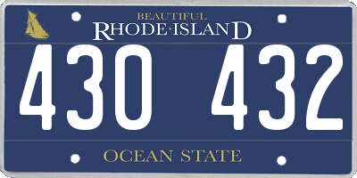 RI license plate 430432