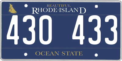 RI license plate 430433
