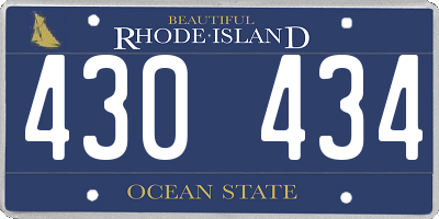 RI license plate 430434