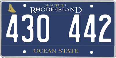 RI license plate 430442